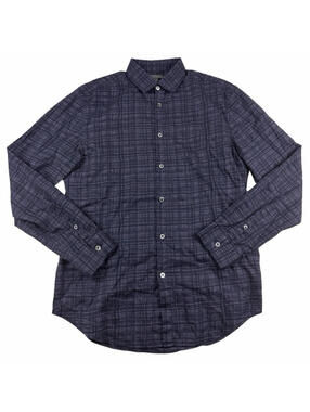 John Varvatos Button Up Shirt Cotton Plaid Check Purple Black Size S